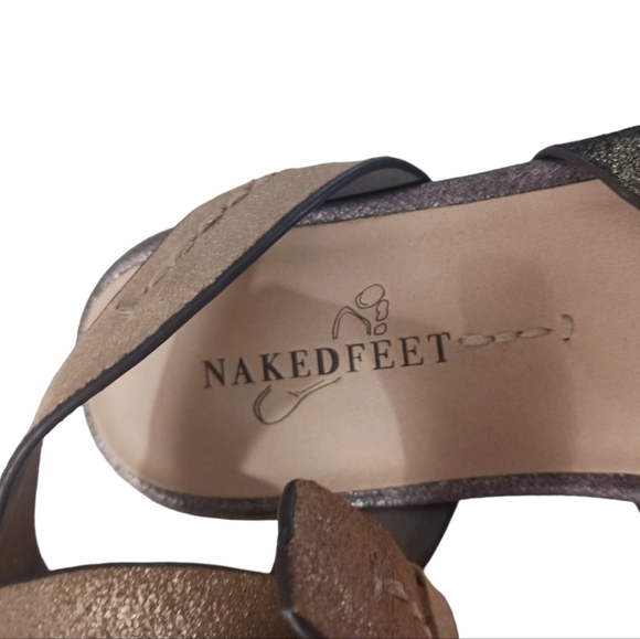 Naked Feet Zeke Chrome and Bronze Leather Sandal size 7.5 - Picture 5 of 10